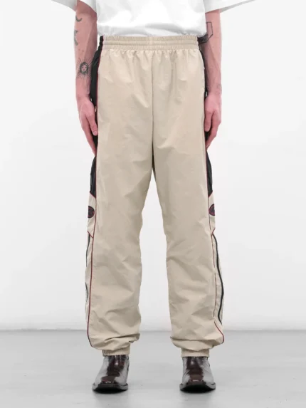 Cream Nylon Stripe Joggers
