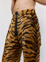 Brown Tiger Cotton Zip Trouser