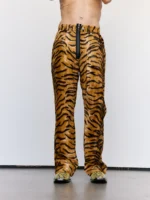 Brown Tiger Cotton Zip Trouser