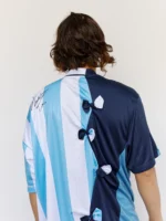 Blue Stripe Poly Collage Football Top