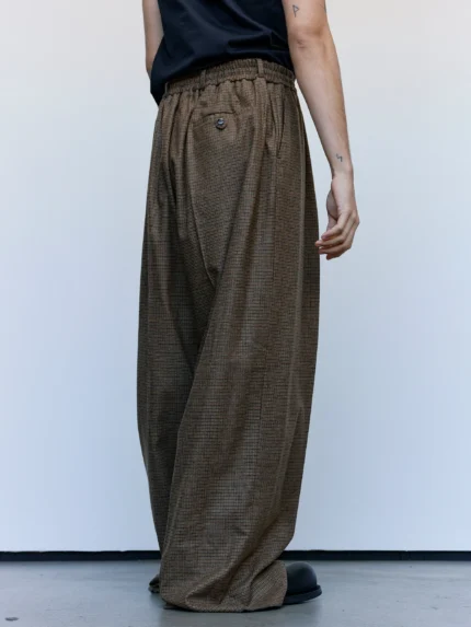 Brown Wool Extreme Wide Leg Tailored Trouser
