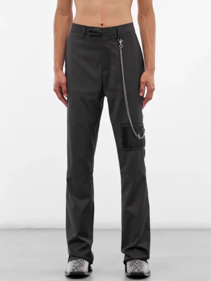 Black Stitched Wallet & Chain Pants