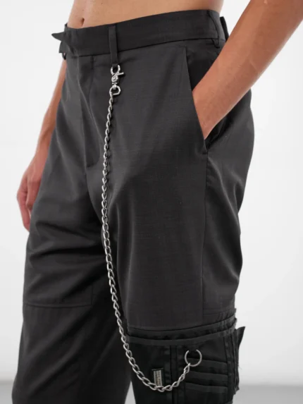 Black Stitched Wallet & Chain Pants