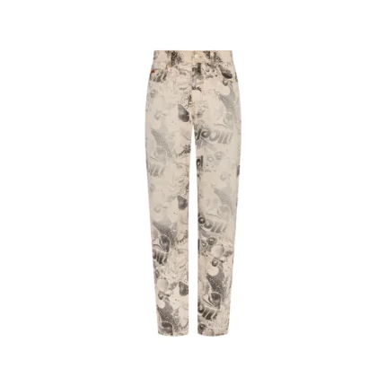 5 POCKET JEAN in BLACK & WHITE FRUITS