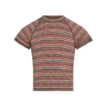 RAGLAN SHRUNKEN T-SHIRT in RED & GREY STRIPE