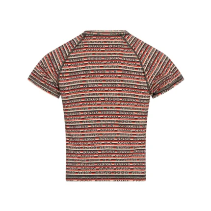 RAGLAN SHRUNKEN T-SHIRT in RED & GREY STRIPE