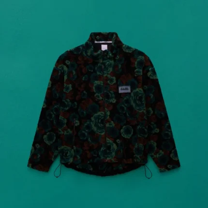 EMIN JACQUARD FULL ZIP FLEECE in TEAL FLORAL