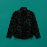 EMIN JACQUARD FULL ZIP FLEECE in TEAL FLORAL