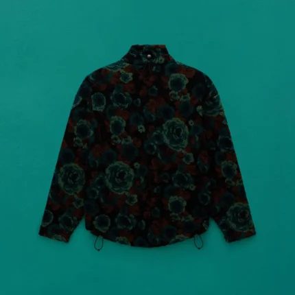 EMIN JACQUARD FULL ZIP FLEECE in TEAL FLORAL